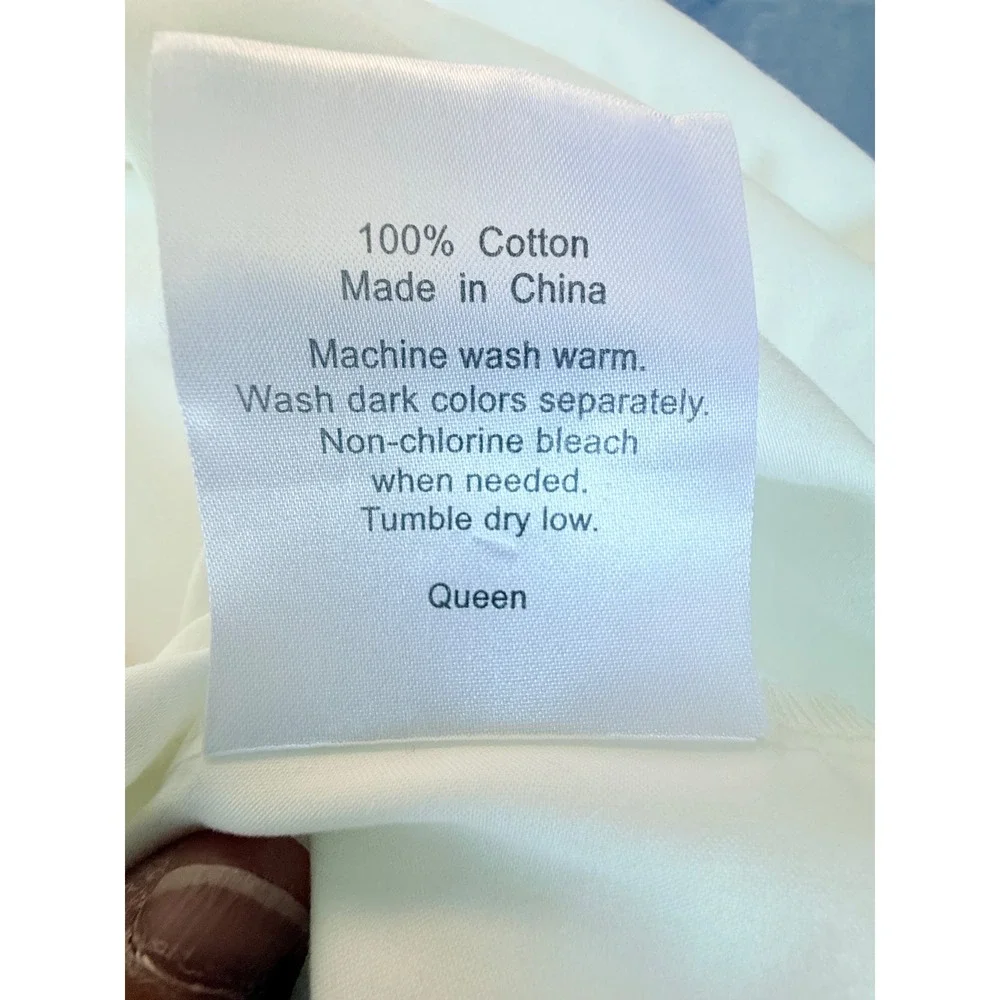 Cuddledown Queen Duvet Cover White 100% Cotton Double Row Embroidered Hotel